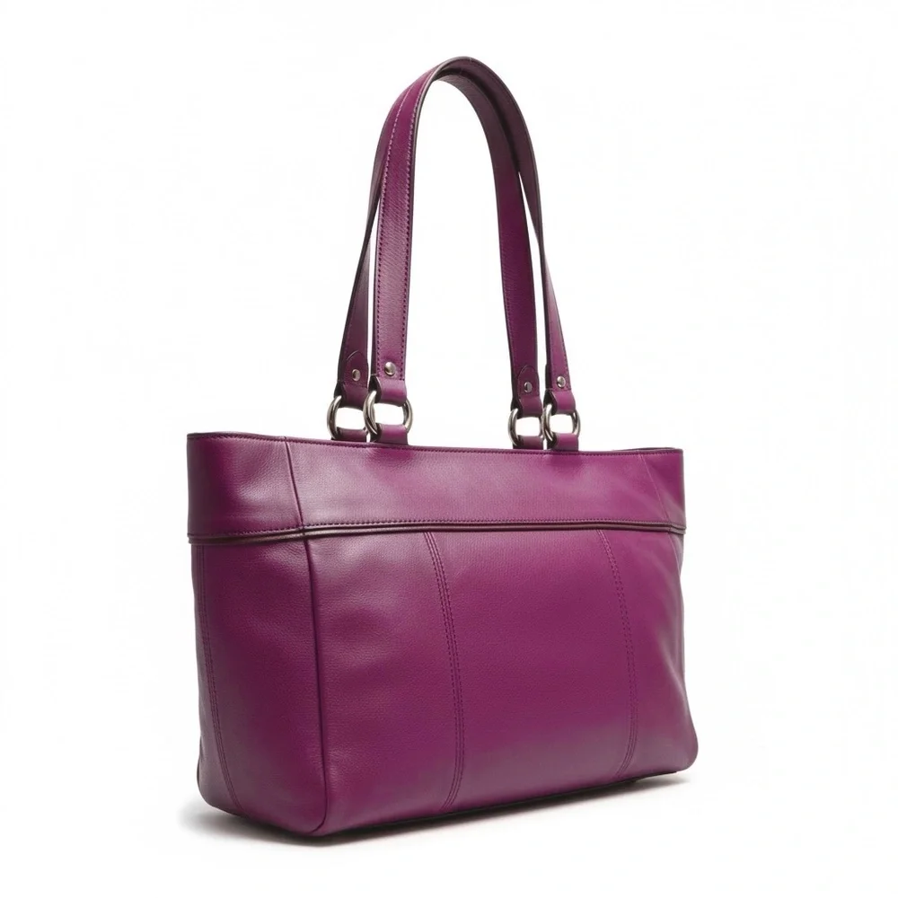 Vintage Coach Eggplant Purple Soft Leather Tote Bag with Original Tag - Picture 5 of 12